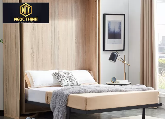 kệ đựng đồ kết hợp với giường ngủ